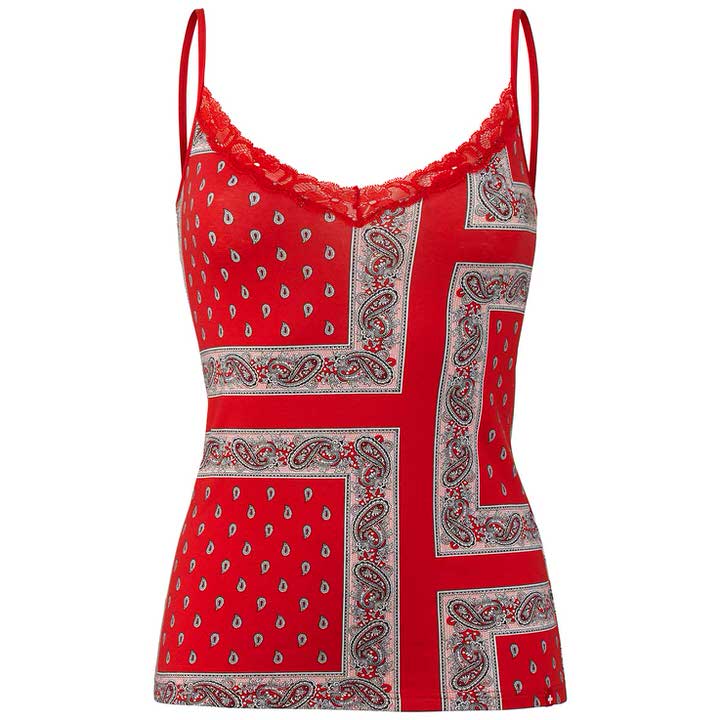 Damen-Trägertop mit Paisley-Motiv spaghetti top paisley rot isa bodywear