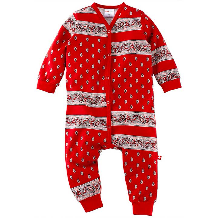 Baby-Strampler mit Paisley-Motiv pyjama paisley rot isa bodywear