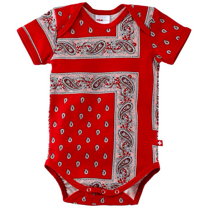 Baby-Body kurzarm mit Paisley-Motiv babybody paisley rot isa bodywear