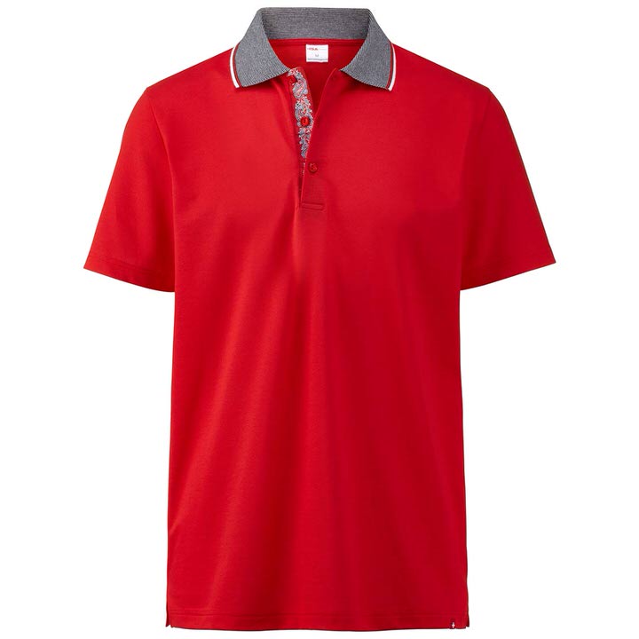 Poloshirt in Rot mit feinem Paisley-Detail poloshort paisley rot schwarz isa bodywear