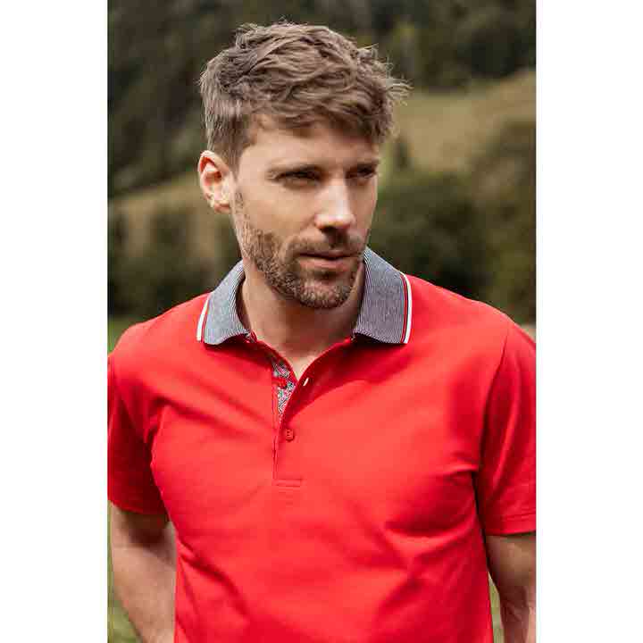 Poloshirt in Rot mit feinem Paisley-Detail poloshirt rot paisley isa bodywear