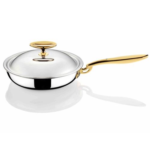 Padella 24 cm – mit Deckel & Goldstiel