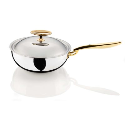 Sauteuse 24 cm – mit Deckel & Goldstiel