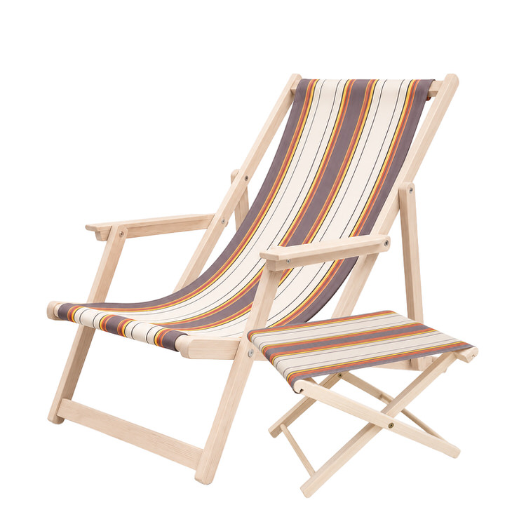Set-Liegestuhl mit Fusshocker Klassiker liegestuhl hoker orangebraun contact