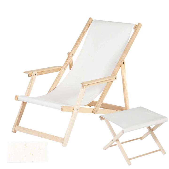 Set-Liegestuhl mit Fusshocker Klassiker liegestuhl hocker wiss gelb contact holz