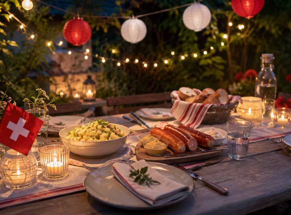 1. August feiern - Lampion - Cervelat und Kartoffelsalat